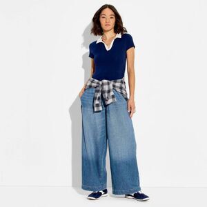 Wild Fable - Women's Mid-Rise Baggy Leg Easy Pull-On Jeans - Wi Medium Wash